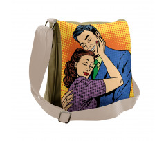 Loving Husband Wife Hugging Messenger Bag