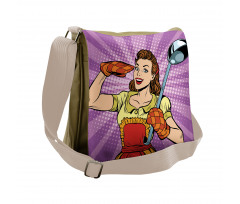 Retro Housewife Cooking Dinner Messenger Bag