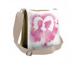 Valentine Lovers on a Heart Messenger Bag