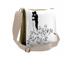 Bride and Groom Abstract Art Messenger Bag