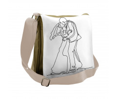 Kissing Romantic Couple Sketch Messenger Bag