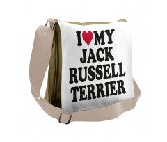 I Love My Dog Words Messenger Bag