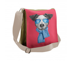 Hipster Dog Glasses Messenger Bag