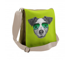 Dog with Glasses Tree Messenger Bag