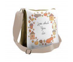 Warm Autumn Tones Cartoon Messenger Bag