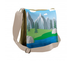 Cartoon Spring Scene Messenger Bag