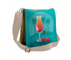 Cherry Cocktail Blue Messenger Bag