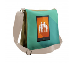 Cartoon Family Silhouette Messenger Bag