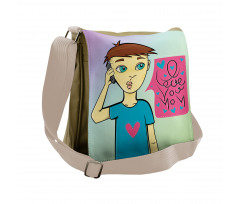 Boy Calling His Mother Messenger Bag