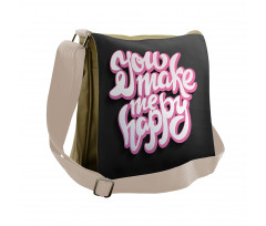 You Make Me Happy Brush Text Messenger Bag