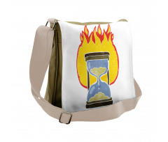 Retro Hourglass on Fire Messenger Bag