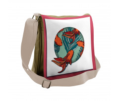 Tropical Leaves in Circle Messenger Bag