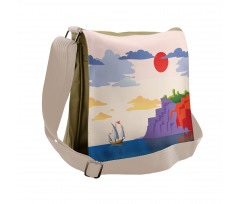 Coastal Landscape Ship Messenger Bag