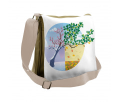 Cartoon Cycle of the Seasons Messenger Bag