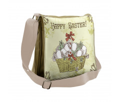 Vintage Ribbon Basket Eggs Messenger Bag