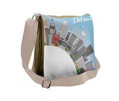 Detroit USA Skyline Art Messenger Bag