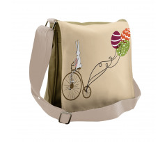 Bunny on Bike Egg Balloons Messenger Bag