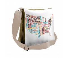 Map Cities Towns Names Messenger Bag