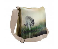 Albino Tiger Near a River Messenger Bag