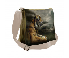 Jungle African Cat Clouds Messenger Bag