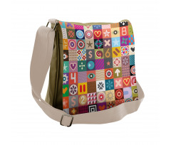 Multi Patterned Squares Messenger Bag