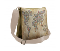 Vintage Collage World Map Messenger Bag