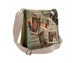 Retro Cozy Christmas Photos Messenger Bag