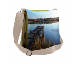 Tranquil Lake Idyllic Pier Messenger Bag