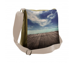 Ocean Cloudy Sky Wooden Pier Messenger Bag