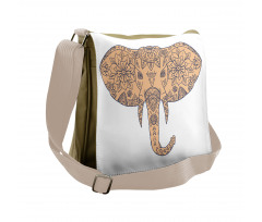 Floral Elephant Head Front Messenger Bag