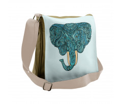 Elephant Head Motif Pattern Messenger Bag