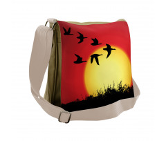 Skein of Geese Migrate Sunset Messenger Bag