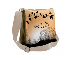 Reeds Silhouettes in the Sky Messenger Bag