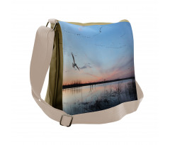 Geese Flying Across Wild Lake Messenger Bag