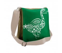 Calligraphic Oriental Floral Messenger Bag