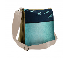 Abstract Birds Curl Ornament Messenger Bag