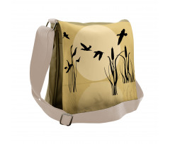 Flying Birds over Lake Sun Messenger Bag