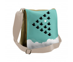 Bird Silhouettes over Clouds Messenger Bag