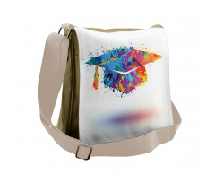 Colorful Cap Paint Blots Messenger Bag