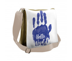 Hello World Color Hand Print Messenger Bag