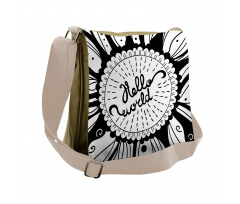 Monochrome Style Hello World Messenger Bag