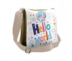 Childish Hello World Phrase Messenger Bag