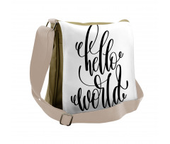 Hand Written Hello World Art Messenger Bag