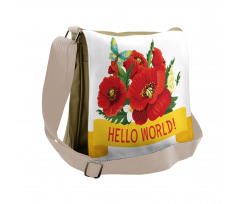 Hello World Spring Flowers Messenger Bag