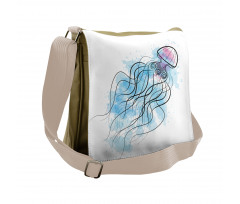 Outline Curly Tentacles Messenger Bag