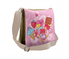 Heart Ice Cream Strawberry Messenger Bag