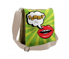 Retro Comic Balloon Lips Art Messenger Bag