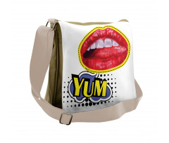 Woman Lips Wording Pop Artwork Messenger Bag