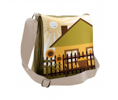 Cartoon House with Garden Messenger Bag