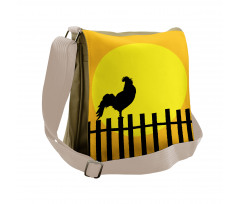 Rooster Silhouette Sunrise Messenger Bag